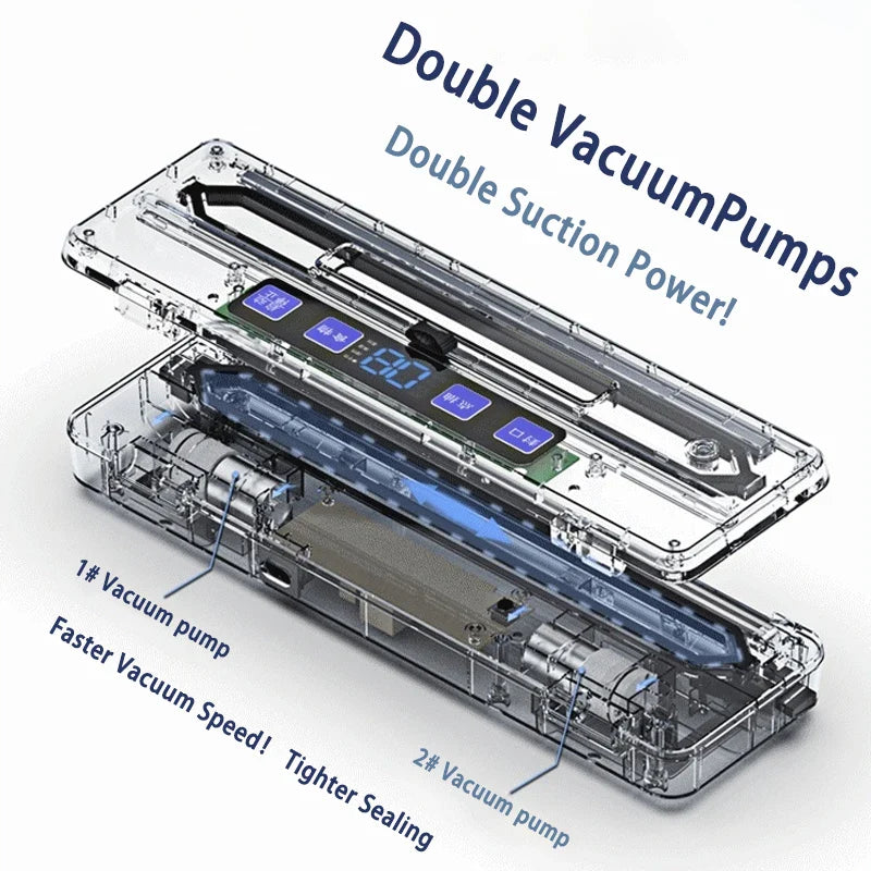 Home Vacuum Sealer Machine with Dual Pump & Dual Seal Built-in Bag Cutter Automatic Food Sealer with External Vacuum System