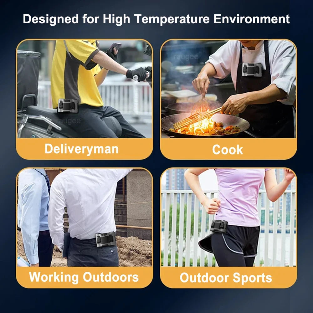 20000mAh Waist Fan Wearable Hanging Neck Fan USB Rechargeable Bladeless Air Conditioner Outdoor Waist Clip Fan with Power Bank