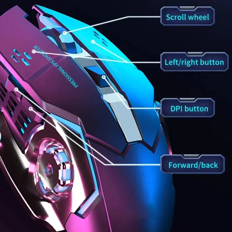 Rechargeable Wireless Mouse with 2.4GHz USB & Bluetooth, RGB Backlit Ergonomic Silent Optical Mouse for Laptop PC Macbook Tablet