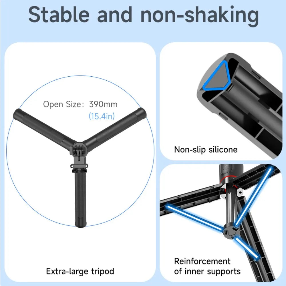 Roreta 1.7M Selfie Stick Wireless Tripod Stand with Bluetooth Remote Extendable Tripod for Mobile Phone Tlktok Live Streaming