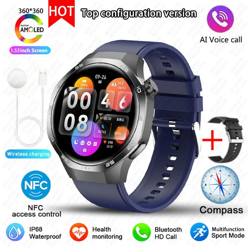 2025 New BOXUXING Watch 5 MAX Smart Watch AMOLED Screen NFC GPS Tracker Bluetooth Call Health Waterproof Smartwatch Men Women