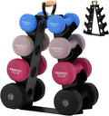 Compact A-Frame Dumbbell Rack Stand with Wooden Handle for Home Gym Storage, Space-Saving Design
