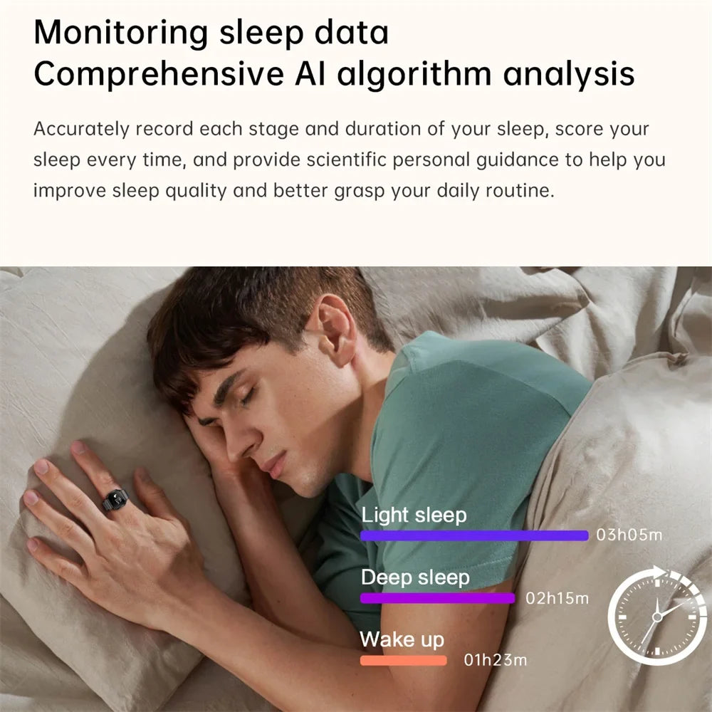 New 0.49" OLED Screen Smart Ring Exclusive Couple Interaction Heart Rate Sleep Watches 5ATM Waterproof Sports Bracelet Ring