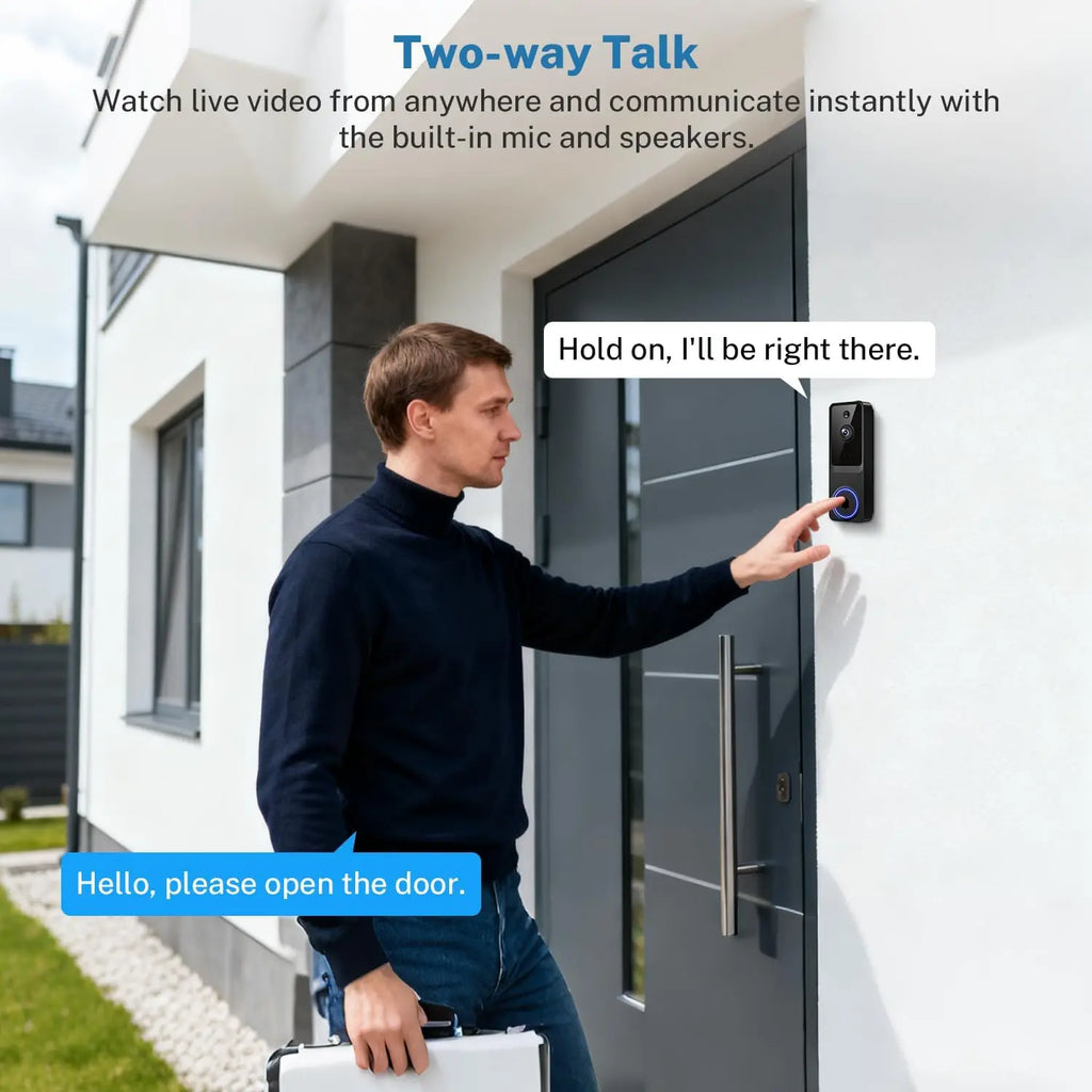 Wireless Doorbell Camera with 1080P HD, Motion Detection, Two-Way Audio, Live View, Night Vision, Cloud Storage