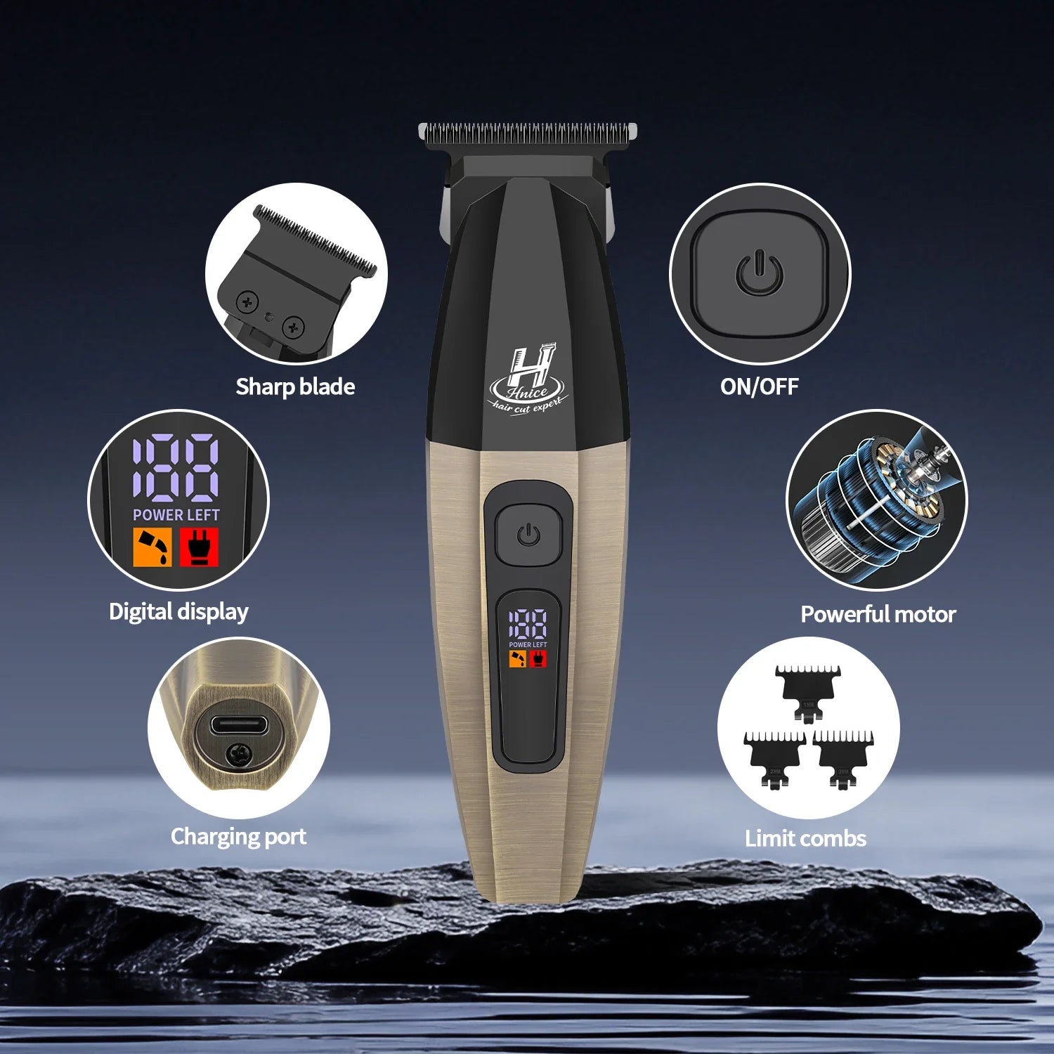 HNICE Hair cutting machine hair trimmer for men Professional Electric Hair Clippers Salons Barbershop Rechargeable accessories