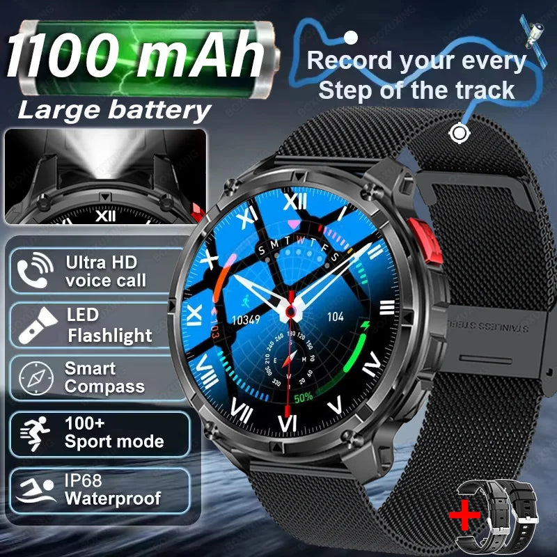 2026 New T-Rex3 Pro 1100mAh Battery Smart Watch Man GPS trajectory Sports Run tracker Outdoor Compass Military Smartwatch Men
