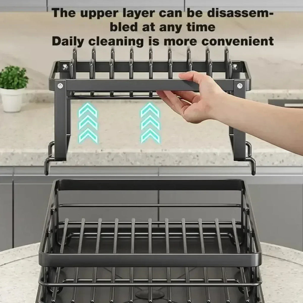 Hot-selling Bowl Rack - Double-layer Dish and Bowl Drainer Adjustable Kitchen Utensil Organizer Space-saving Suitable for Plates