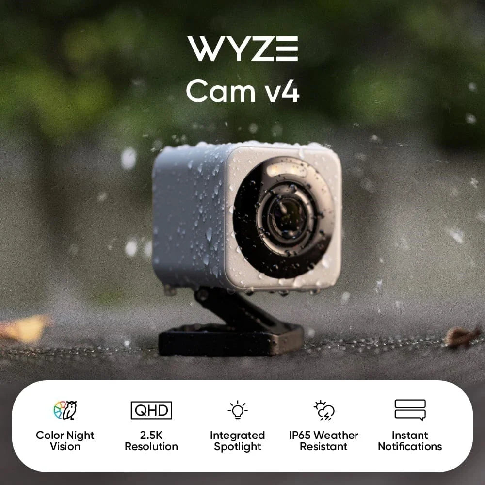 Wyze Cam v4, 2K Wi-Fi Smart Home Security Camera, 2-Way Audio, Motion Activated Spotlight/Siren, Indoor/Outdoor Pet/Baby Monitor
