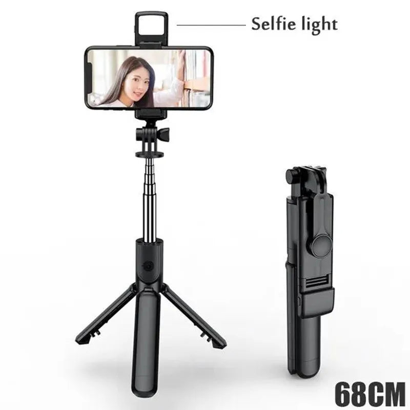 3 In 1 Wireless selfie stick Tripod With Fill Light Bluetooth Shutter Remote Control Portable Foldable Monopod For Smart Phone
