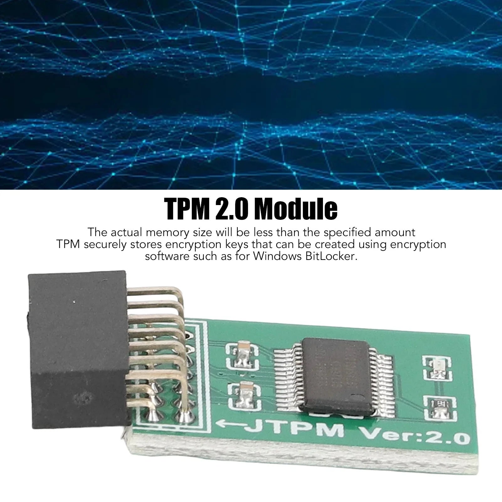 TPM 2.0 Module Strong Encryption 14 Pin LPC Interface TPM Module Board for Win11 Green TPM Board TPM Module Board TPM 2.0 Module