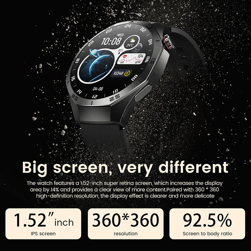 2026 New BOXUXING S5 Smart Watch Men HD AMOLED Screen GPS Motion trajectory HeartRate Bluetooth Call 1.52" SmartWatch IP68 Watch
