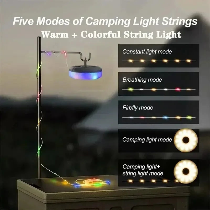 Camping Lamp LED Strip Atmosphere 10M Length 2 Color Emergency Recyclable Light Belt Outdoor Garden Decoration Lamp Tent Room
