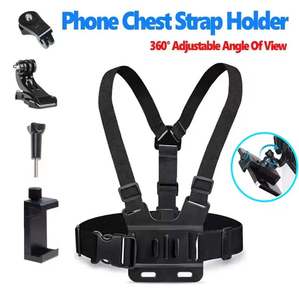 360° Rotate Climbing Cycling Phone Stand Bike Motorcycle GPS Live First-Person-View Camera/Mobile Phone Holder With Chest Strap