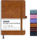 A5 Hardcover Leather Journal, 192 Pages Thick Paper, Unlined Sketchbook for Writing and Drawing