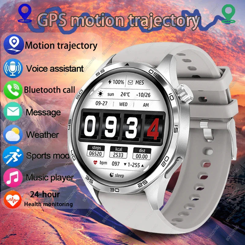 BOXUXING New Watch 5 Pro GPS NFC Men 100+sport Smart Watch AMOLED Screen Heart rate Bluetooth Call IP67Waterproof Man Smartwatch