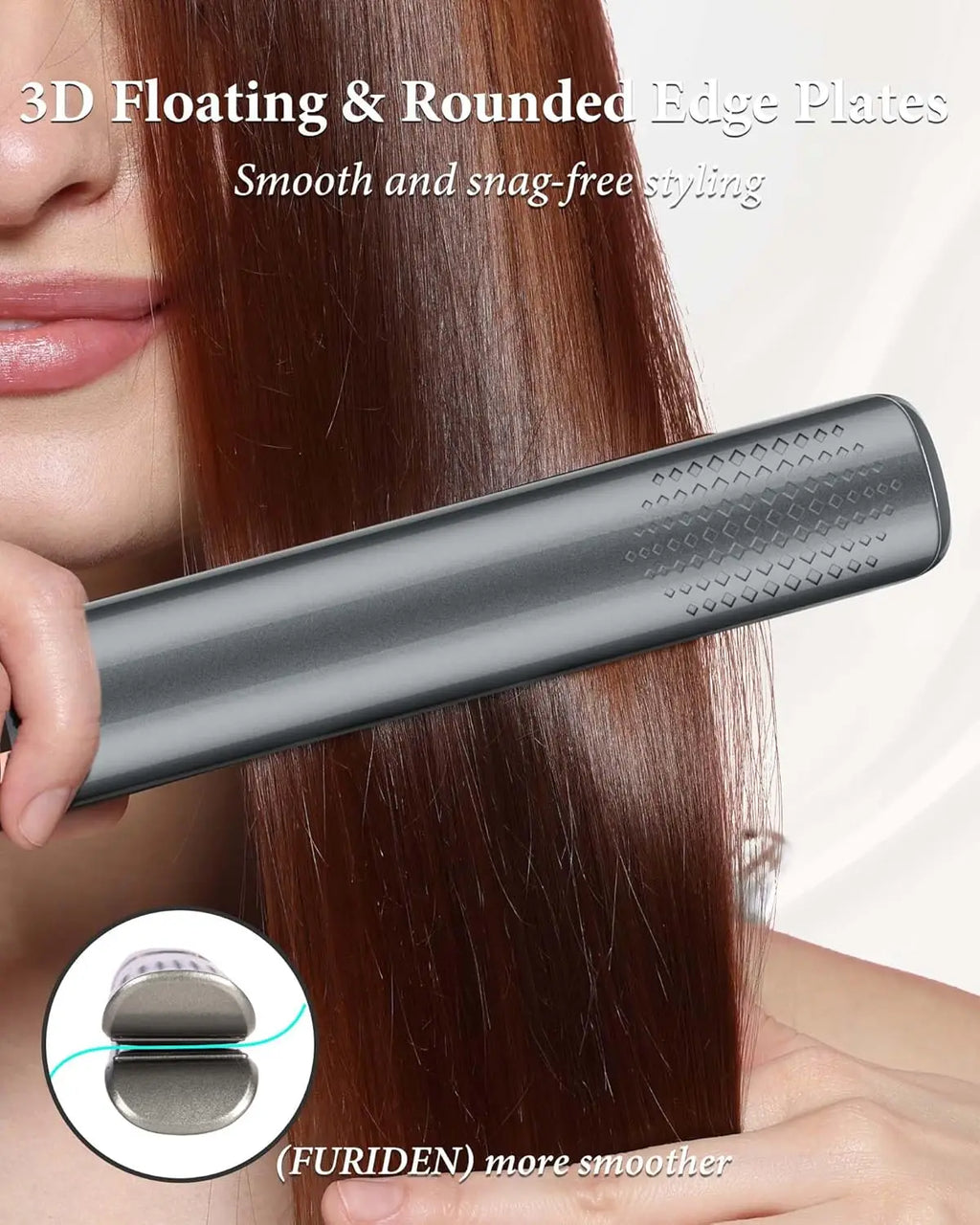 1 Inch Flat Iron Hair Straightener and Curler with 3D Floating Plates, Negative Ion, Double Voltage for Professional Styling