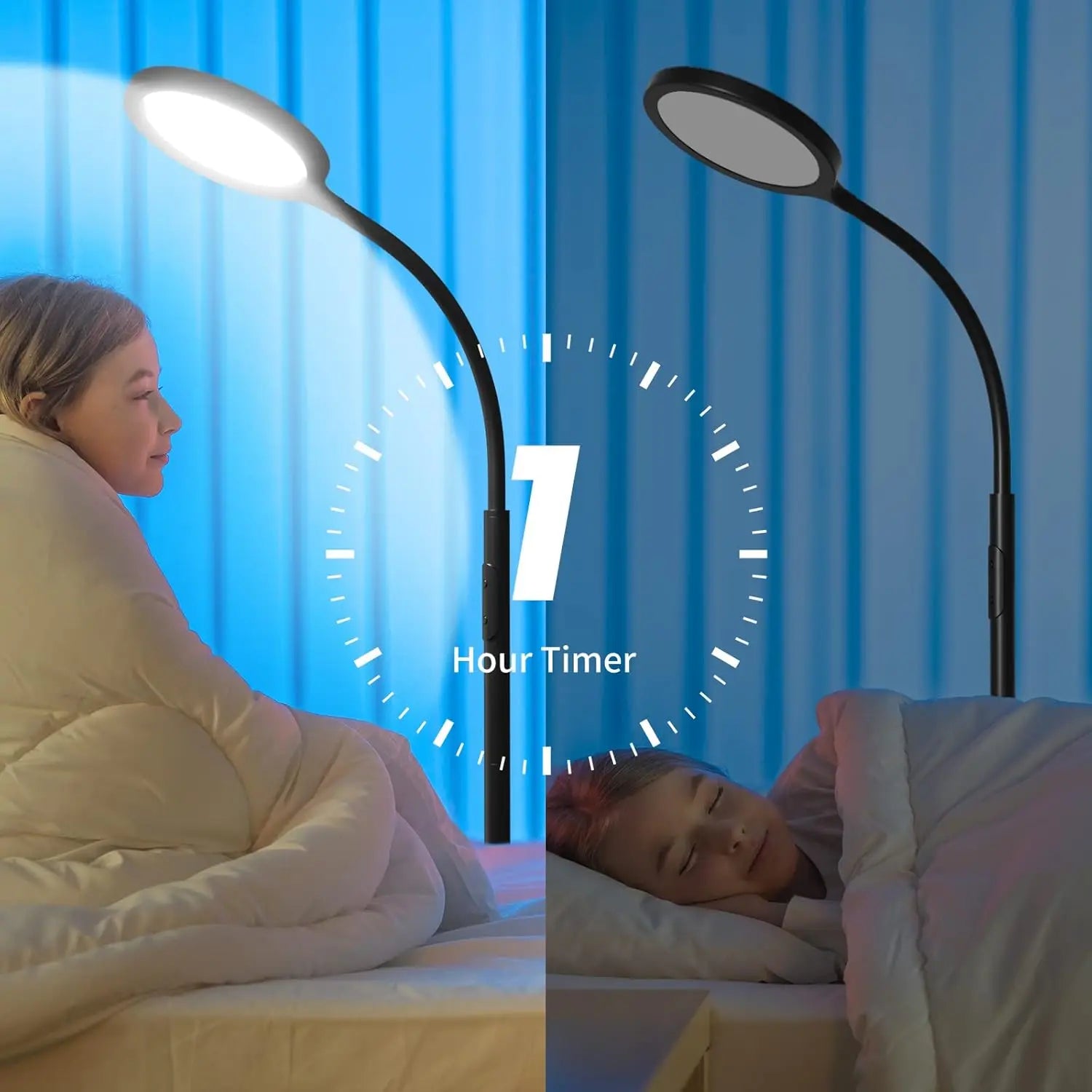 Dimmable LED Floor Lamp with Remote, Adjustable Gooseneck for Living Room Bedroom Office, Black