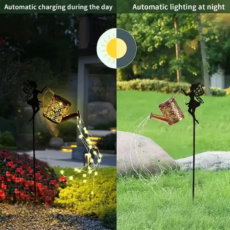 1pc Solar Watering Can with Lights,Solar Lanterns Outdoor Hanging Waterproof Garden Decor,Solar Garden Lights Yard Decorations