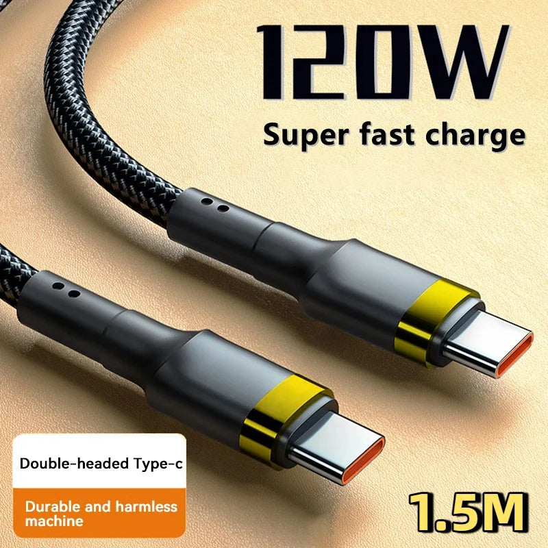 120W Fast Charger PD Quick Charging High Quality USB C TO USB Type C Cable For iPhone Xiaomi 15 Plus Pro Max Samsung S24