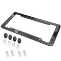 Black Carbon Fiber Pattern Plastic License Plate Frame Fiber Black Aluminum Metal Car Tag Holder Tire Screw Cap Universal Amagi