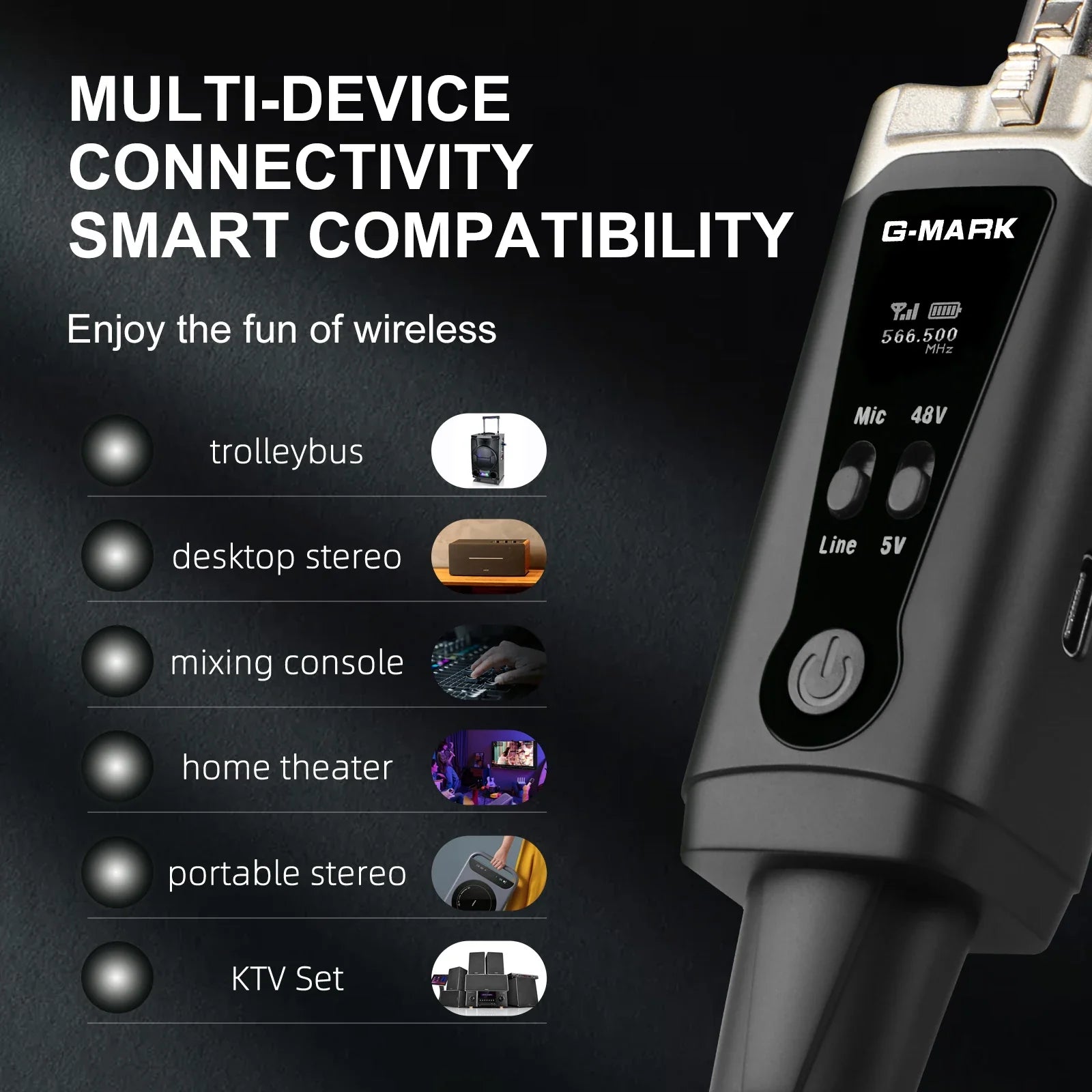 Wireless Microphone System G-MARK GX1.1 UHF XLR Adapter 16 Channels Audio Transmitter And Receiver For 48V Phantom Power Condens