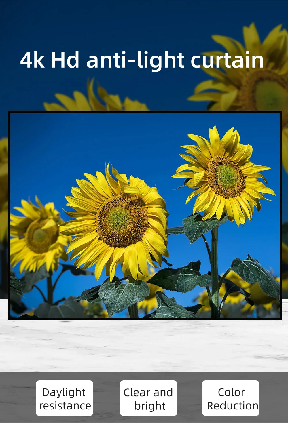 Metal anti glare screen, simple version, 30~133 inches, no need for punching installation, high-definition 4K projection screen