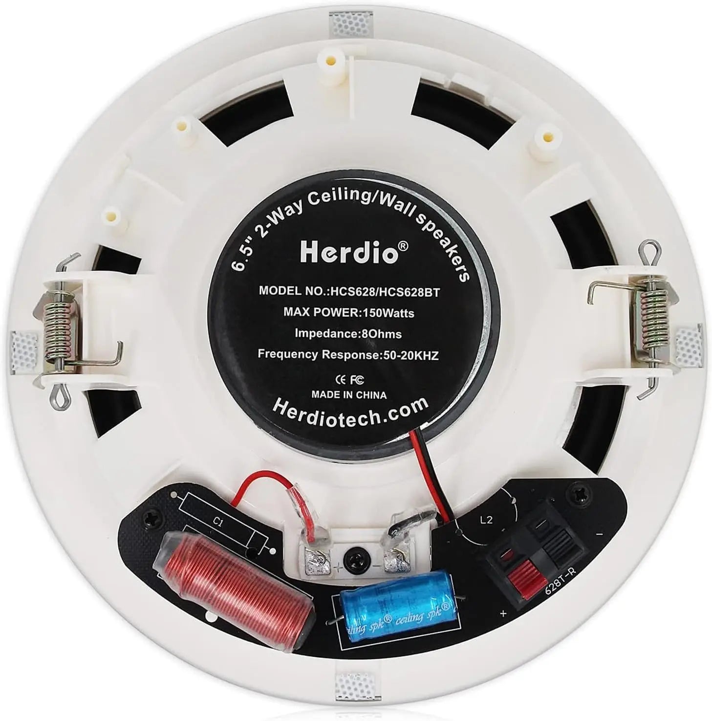 Herdio 6.5 Inch Home Audio 300W Ceiling Bluetooth Speaker Home Recessed Speaker System For Indoor Kitchen Bedroom Bathroom 2PCS
