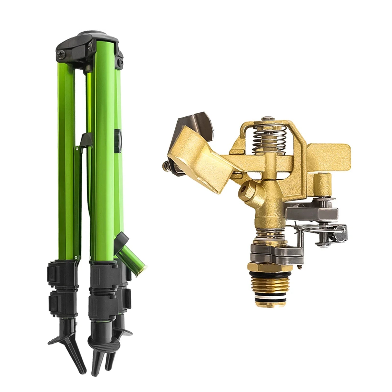 Impact Sprinkler on Tripod Base Heavy Duty Lawn Sprinkler 360 Degree Large Area Irrigation Brass Sprinkler Nozzle and Zinc Alloy