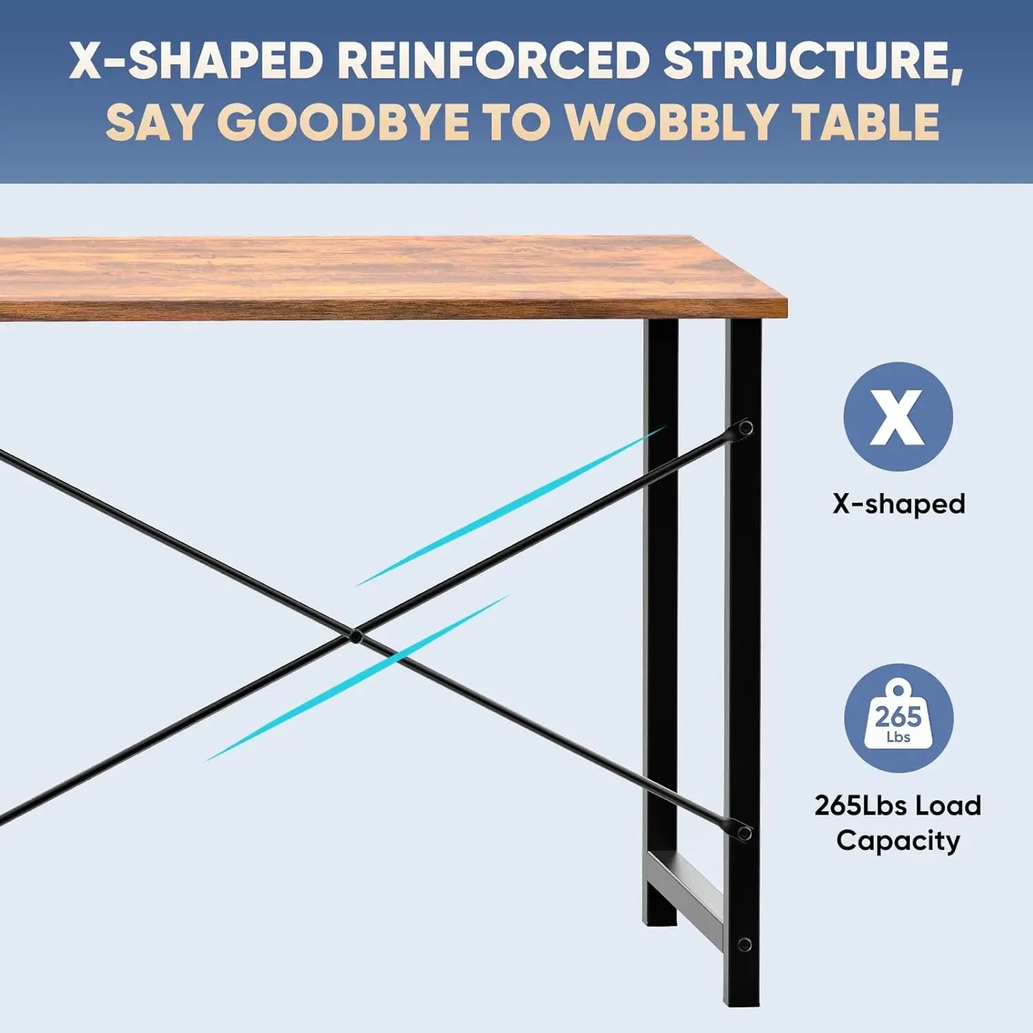 32-inch Modern Computer Desk with X-Brace Support, Waterproof MDF Top, 265lb Capacity for Home Office Study