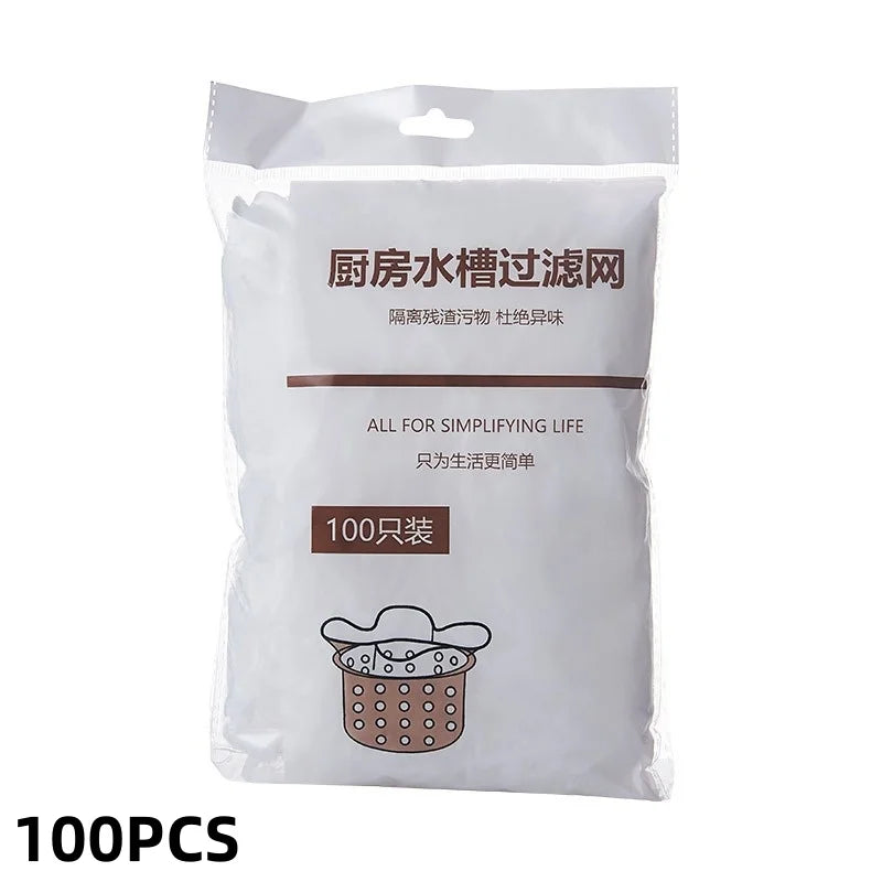 100/500pcs Disposable Sink Filter Mesh Bags Kitchen Sink Strainer Drain Hole Anti-blocking Garbage Bag Cleaning Strainers Net