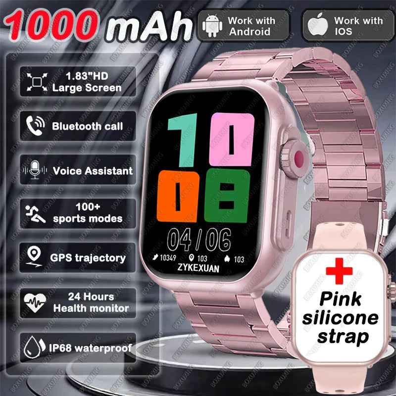 2025 New For Xiaomi Smart Watch Men Women 1.85-Inch HD AMOLED Full Touch Screen IP68 Waterproof Bluetooth Call SmartWatch Man