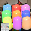 Flameless Cylindrical LED Candle Light, Waterproof Remote Control Battery Operated Night Lamp, Home Decoration