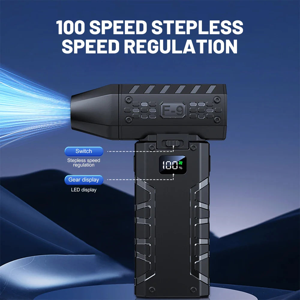 130000RPM Mini Air Blower Brushless Motor Powerful Dust Blower Battery Display LED Lighting Portable Rechargeable Turbo Fan Jet