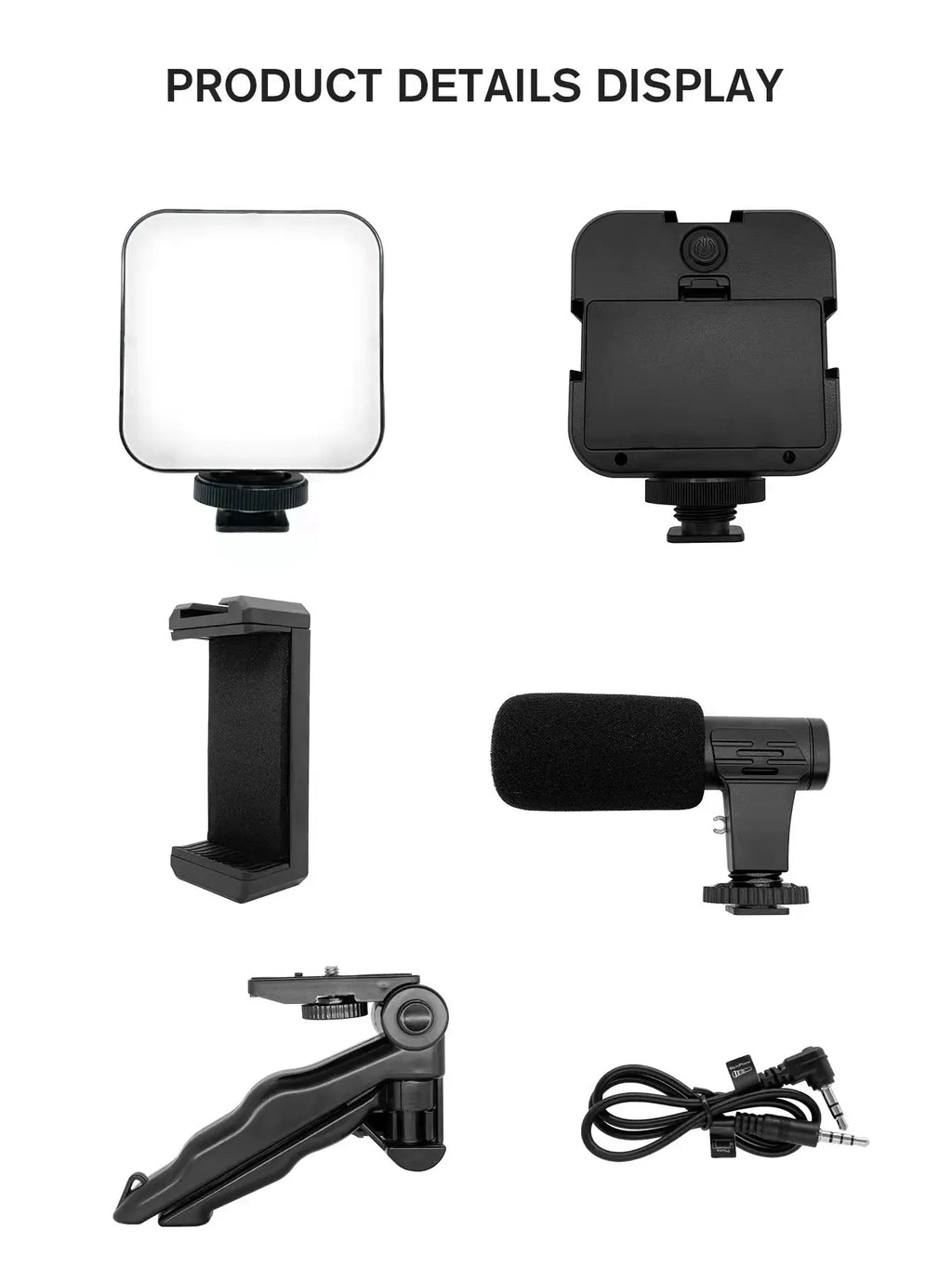 Smartphone Vlogging Kit With Tripod Phone Holder Mini Microphone LED Fill Light Starter For TikTok Live Stream Video YouTube