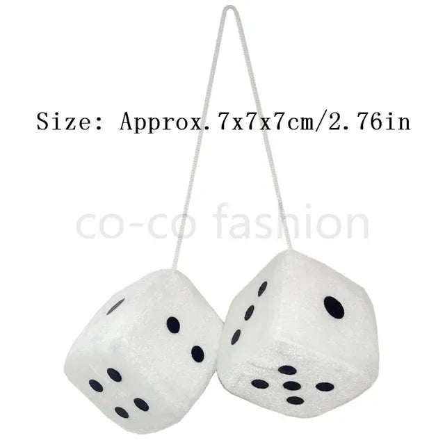 2pcs Plush Dice Toys Velvet Pendants Car Hanger With Suckers Stress Relief Squeeze Cube Fluffy Stuffed Decoration Eid Amagi