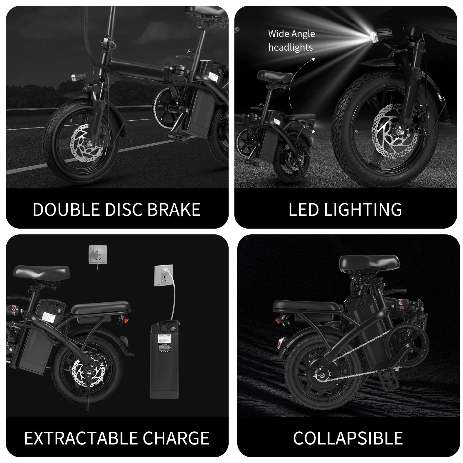 1Year Warranty 500W Adult Electric Bike 20MPH 48V10.4Ah with Dual Disc Brake 14 Inches Folding Electric Bike 22 Mile Range