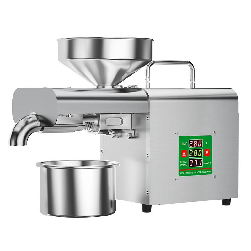 Electric Oil Press Machine,Cold/Hot Press for Home Use Automatic Oil Extractor for Peanut/Sesame/Sunflower Seeds,Stainless