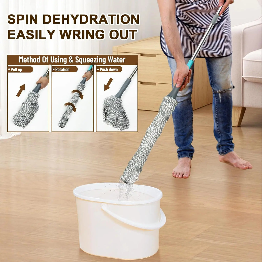Self-Wringing Twist Mop with 52.5 Inch Handle for Hardwood, Tile & Laminate Floors