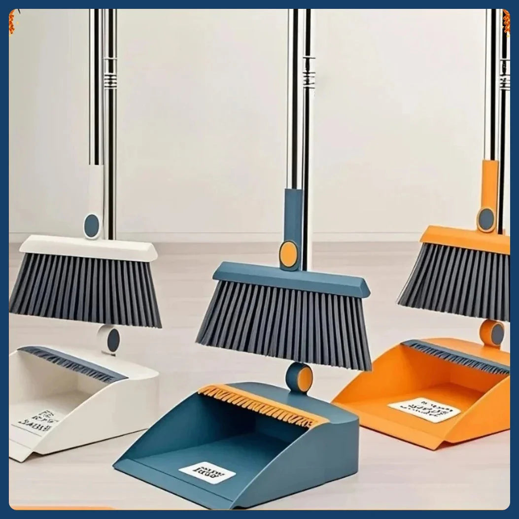 3-in-1 Rotatable Folding Magnetic Broom and Dustpan Cleaning Set, Lightweight Cleaning