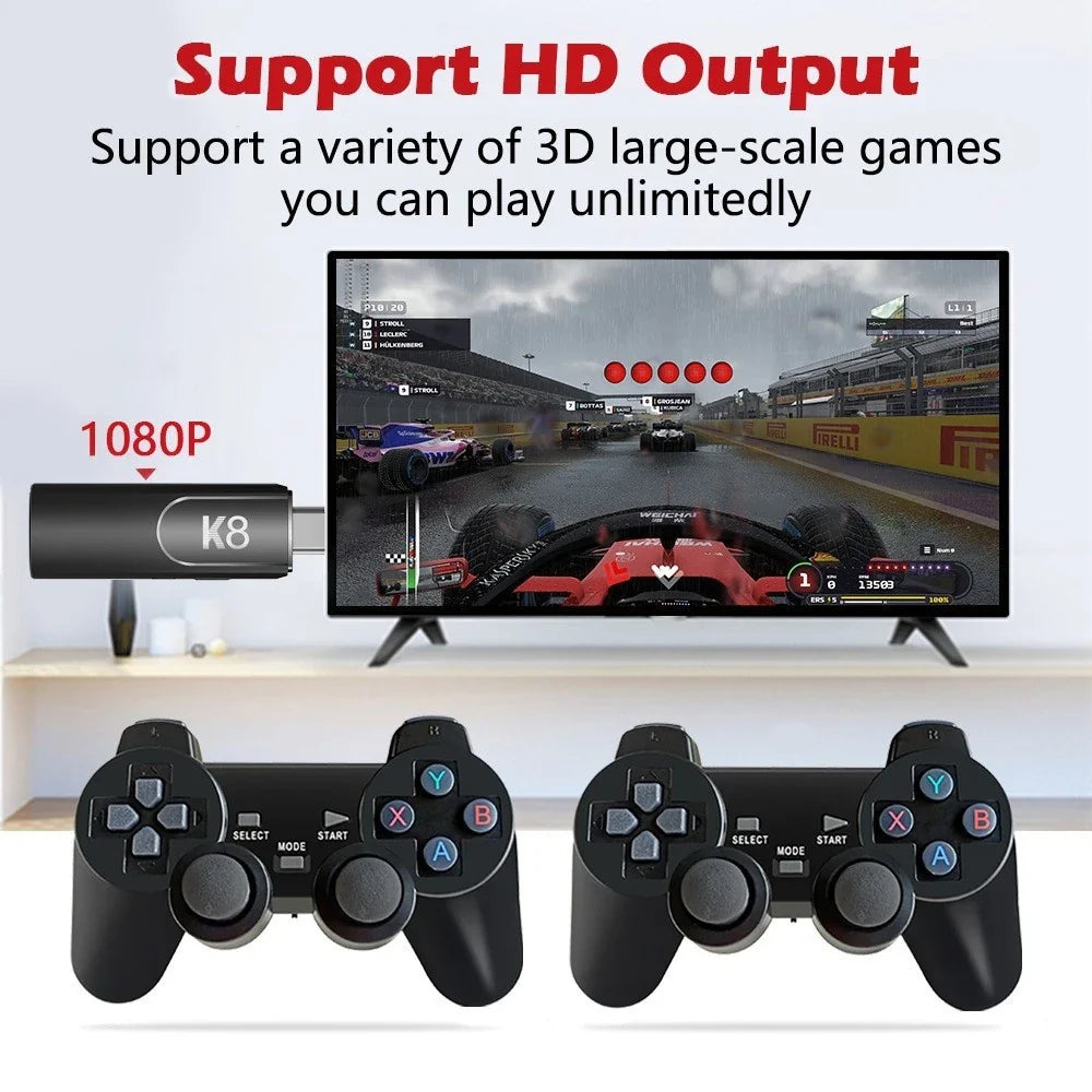 K8 Video Retro Game Console Dual Wireless Controller TV Game Stick 4K HD 20000 Retro Classical Games Retro Game player
