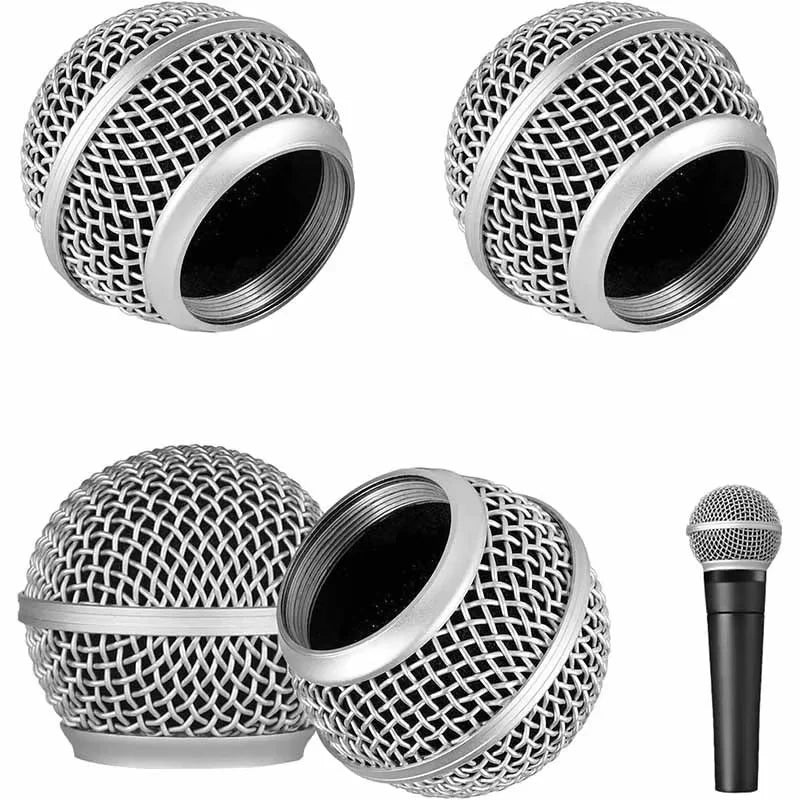 Replacement Microphone Grille (ball) With Built-in Foam Windscreen Mic Head Accessory Metal Mesh Cover For SM58