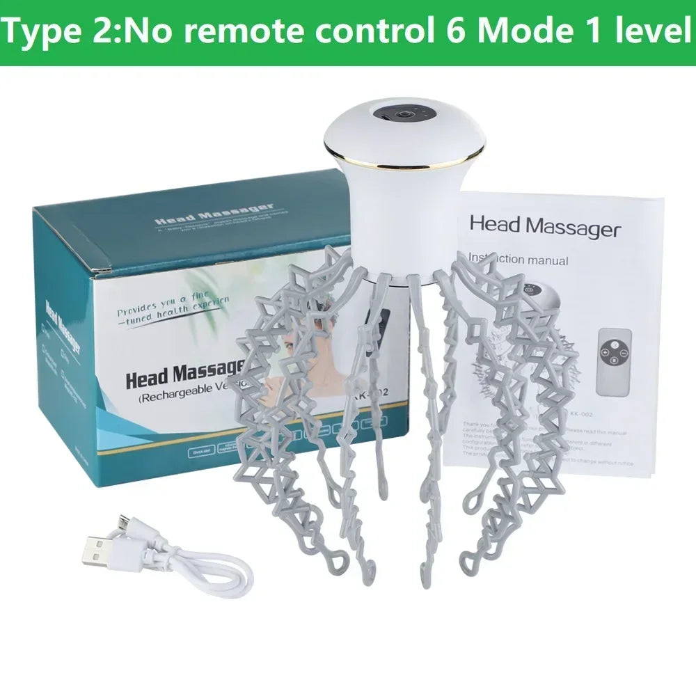 12 Claw Octopus Electric Head Massager Therapeutic Head Scratcher Relief Stress Relief Fatigue Blood Circulation Hair Massage