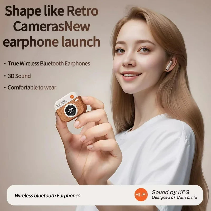 Q86 TWS Wireless Earphone Bluetooth Headphones Sport Stereo Fone Bluetooth Earbuds for Xiaomi Huawei iPhone Retro Camera Style
