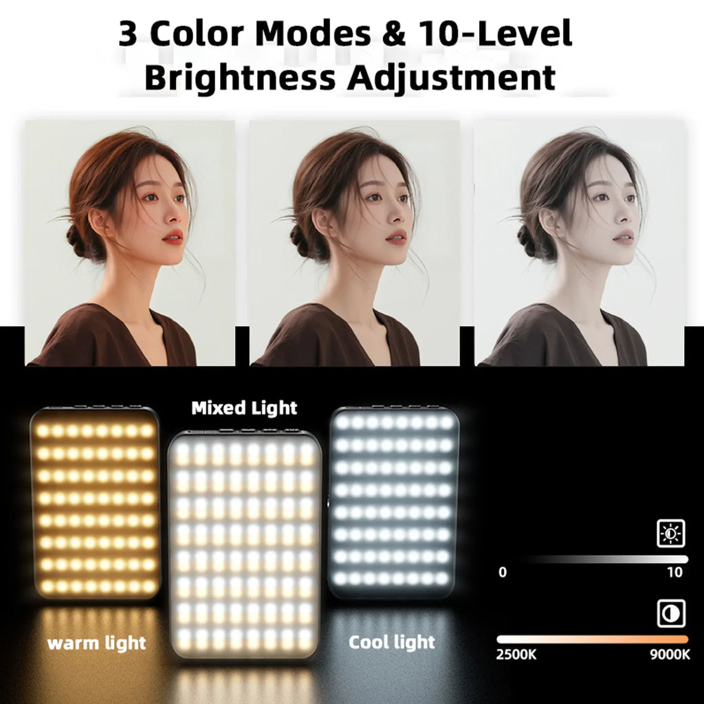New Model 160pcs High Brightness LED 10W Mini Photography Live Fill Light 3000mAh Battery 3 Light Modes CRI95 Selfie Light 