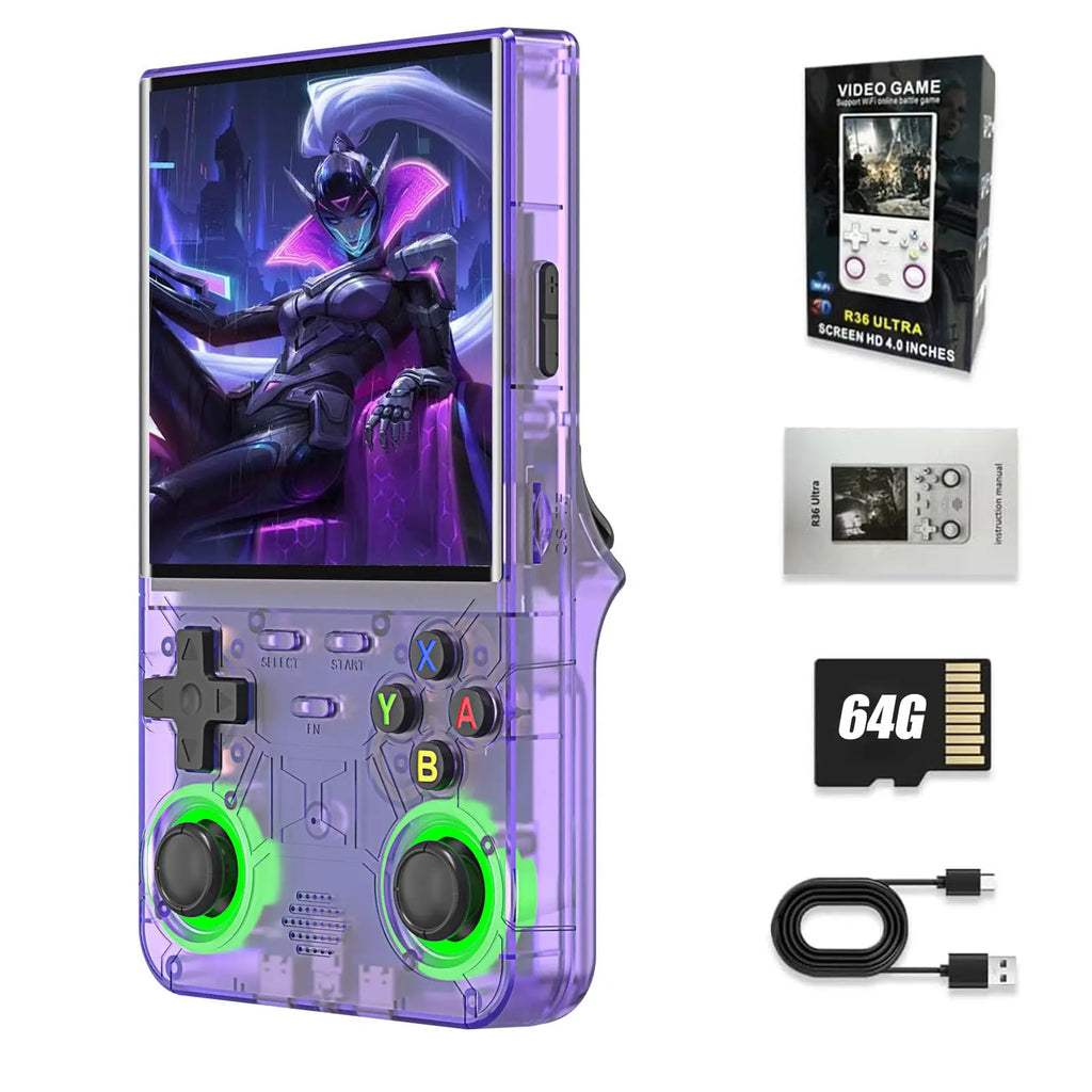 R36 Ultra Retro Handheld Game Console Linux System 4.0-inch IPS HD 4K With 64G 20000 Games Portable Pocket Game Console