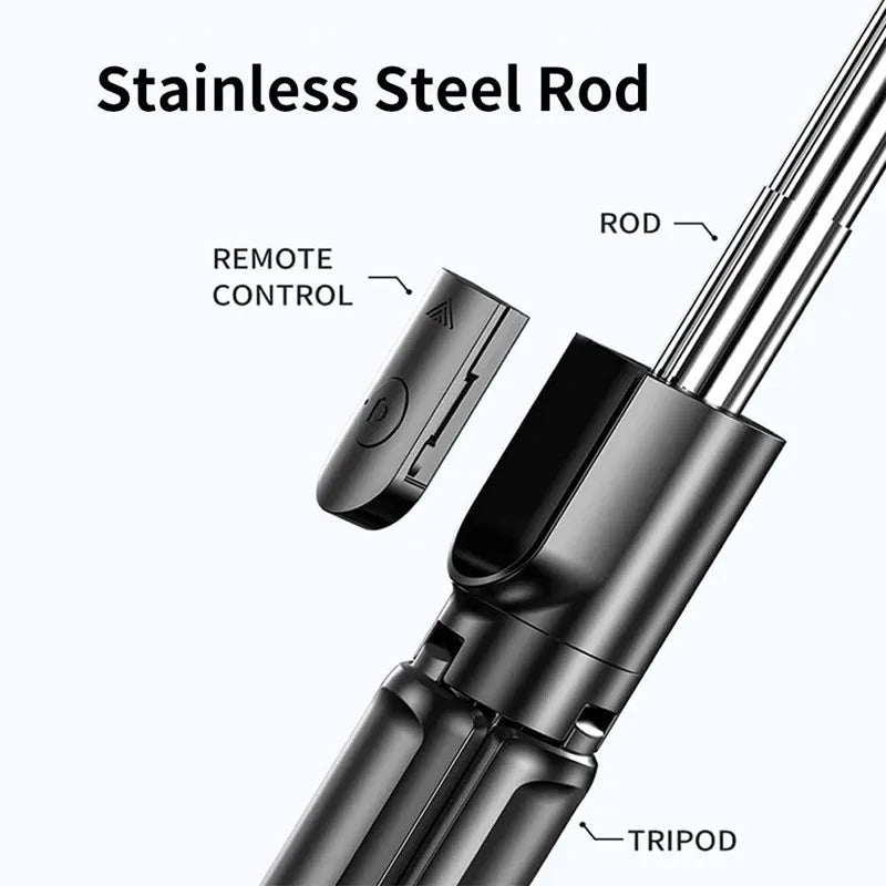 Roreta Wireless Selfie Stick Tripod Stand Bluetooth Remote Extendable Tripod for iPhone Mobile Phone Tiktok Live Streaming