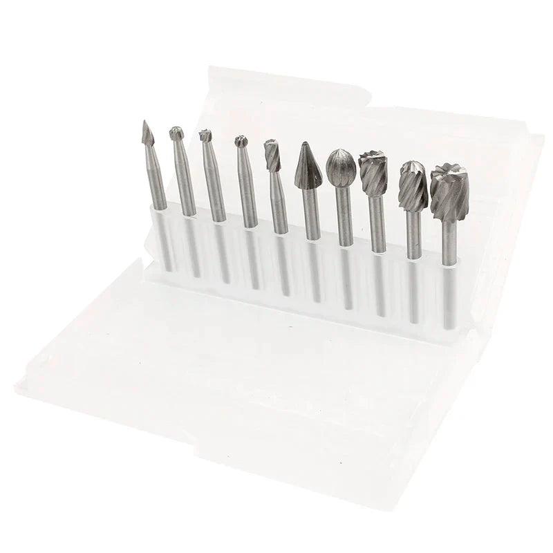 6/10pcs Set HSS Routing Router Drill Bits Set for Dremel Carbide Rotary Burrs Tools Wood Stone Metal Root Carving Milling Cutter