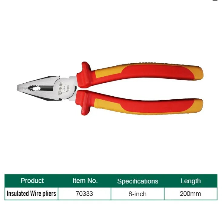 1000V high-voltage multi-purpose insulated electrician 8-inch 6-inch pliers steel wire pliers pointed pliers diagonal pliers