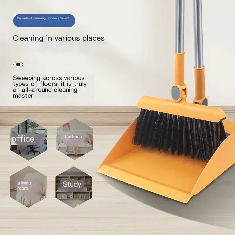3-in-1 Rotatable Folding Magnetic Broom and Dustpan Cleaning Set, Lightweight Cleaning