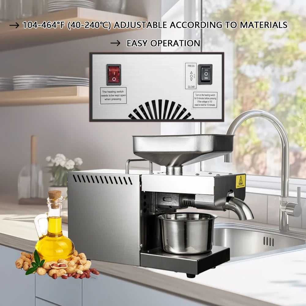 1500W 110V/220V Automatic Cold Press Oil Machine, Oil Cold Press Machine, Sunflower Seeds Oil Extractor, Olive Oil press Extract